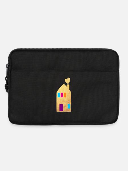 Haus Gold Fenster Herzen Home Zuhause Hygge - Laptoptasche 13" - Schwarz
