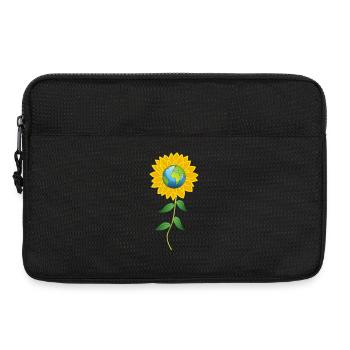 Planète Terre et fleur de tournesol - Sacoche pour ordinateur portable 13 pouces - noir - Devant