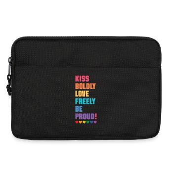 Mois de la fierté LGBTQ - Embrassez audacieusement, aimez librement - Sacoche pour ordinateur portable 13 pouces - noir - Devant