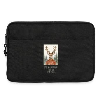 Lustiges Rentier im Weihnachtspullover - Laptoptasche 13" - Schwarz - Vorne