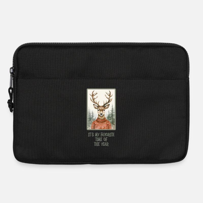 Lustiges Rentier im Weihnachtspullover - Laptoptasche 13" - Schwarz