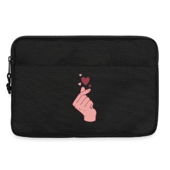 Kpop Cœur de doigt Coréen Pop Amour mignon Coréen - Sacoche pour ordinateur portable 13 pouces - noir - Devant