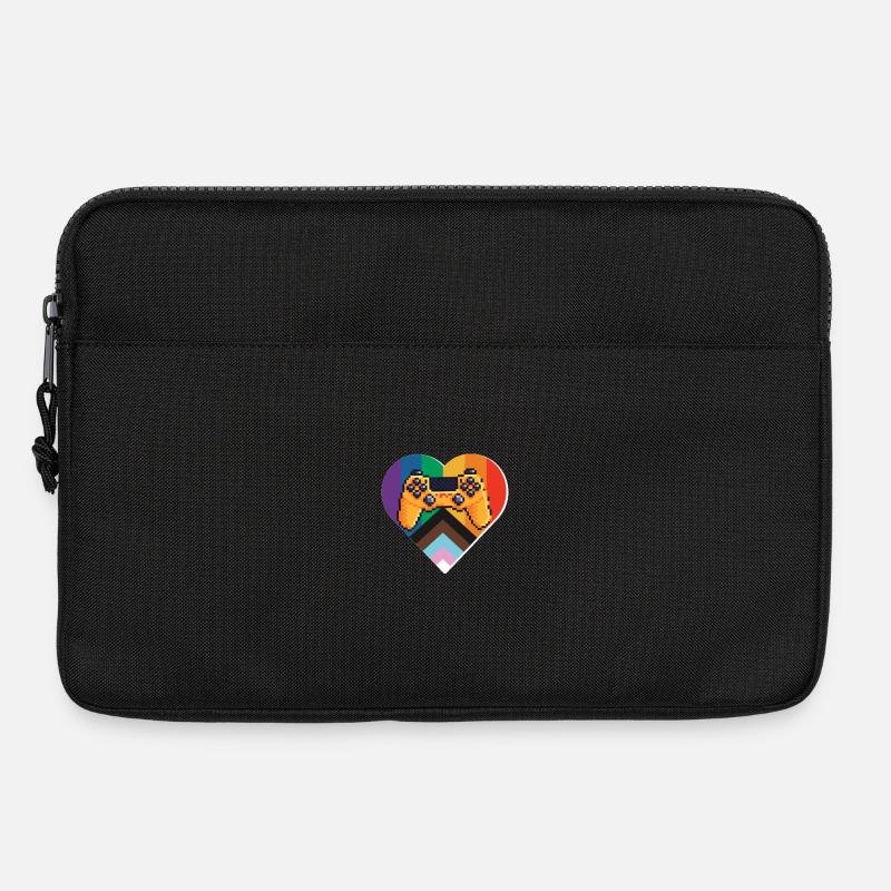 Pixel-Controller Herz im Regenbogen - Laptoptasche 13" - Schwarz
