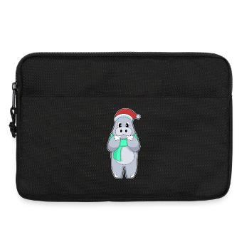 Nilpferd Weihnachten Winter - Laptoptasche 13" - Schwarz - Vorne