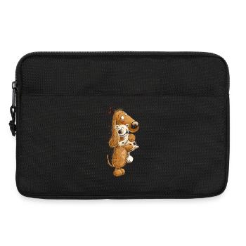 Dackel Mit Hundespielzeug Teckel Kuscheltier - Laptoptasche 13" - Schwarz - Vorne