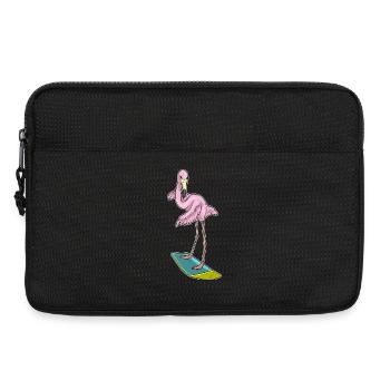 Flamingo Surfing Surfboard Summer - Laptop bag 13" - black - Front