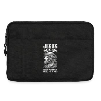 Jesus Hat Mein Leben Verandert Frag Mich Wie - Laptoptasche 13" - Schwarz - Vorne