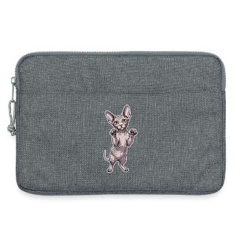 Cute Sphynx Cat Standing Posture Portrait - Laptop bag 13" - heather grey - Front