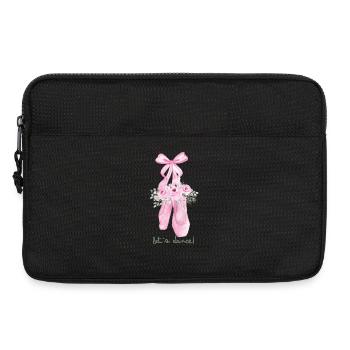 Rosa Ballettschuhe mit Blüten - Laptoptasche 13" - Schwarz - Vorne