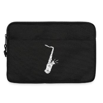 Tenor Saxophon (Vintage/Weiß) für Saxophonisten - Laptoptasche 13" - Schwarz - Vorne