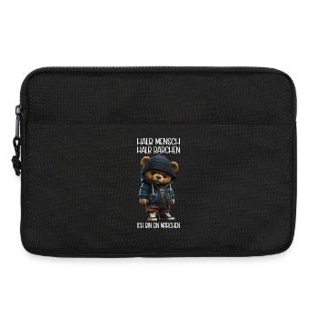 Streetwear Bär Bärchen halb Mensch... Sarkasmus - Laptoptasche 13" - Schwarz - Vorne