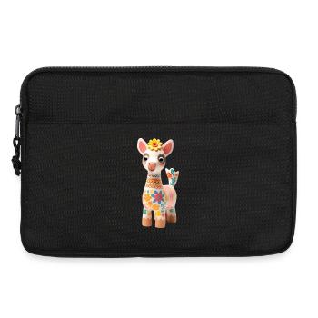 Cute llama with flower decoration - Laptop bag 13" - black - Front