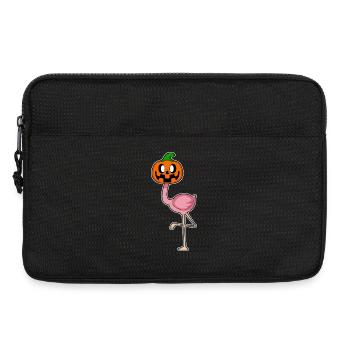 Citrouille d’Halloween Flamingo - Sacoche pour ordinateur portable 13 pouces - noir - Devant