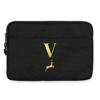 Lettre v cerf doré - idée cadeau - Sacoche pour ordinateur portable 13 pouces - noir - Devant