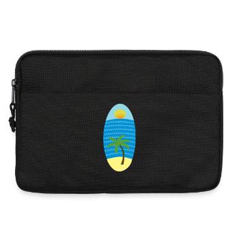Palm Island Sunset on Surfboard - Laptop bag 13" - black - Front
