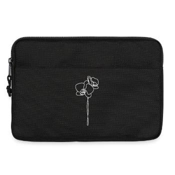 Floral Line Drawing White - Laptop bag 13" - black - Front