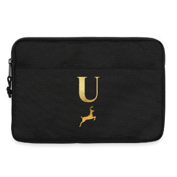 Buchstabe u goldener Hirsch - Geschenkidee - Laptoptasche 13" - Schwarz - Vorne