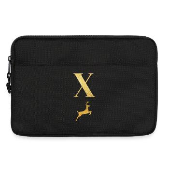 Lettre x cerf doré - idée cadeau - Sacoche pour ordinateur portable 13 pouces - noir - Devant