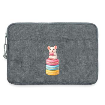 Cute mouse on colorful macarons - Laptop bag 13" - heather grey - Front