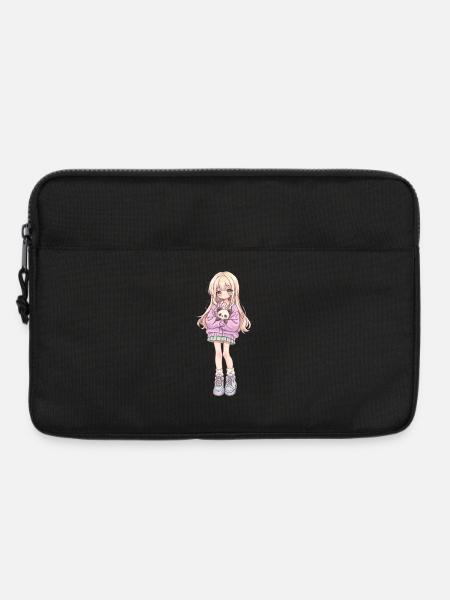 Pastellmädchen mit Panda Kuschel - Laptoptasche 13" - Schwarz