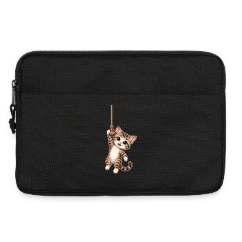 Katze hängt am Seil - Laptoptasche 13" - Schwarz - Vorne