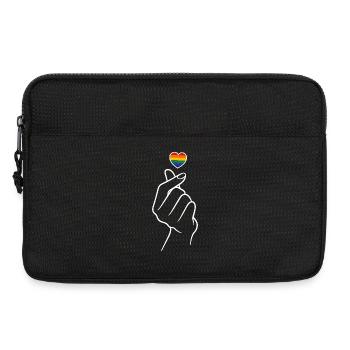 Pride Herz Regenborgen Fingerherz  - Laptoptasche 13" - Schwarz - Vorne