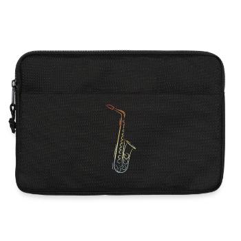 Dessin de saxophone vintage - Sacoche pour ordinateur portable 13 pouces - noir - Devant