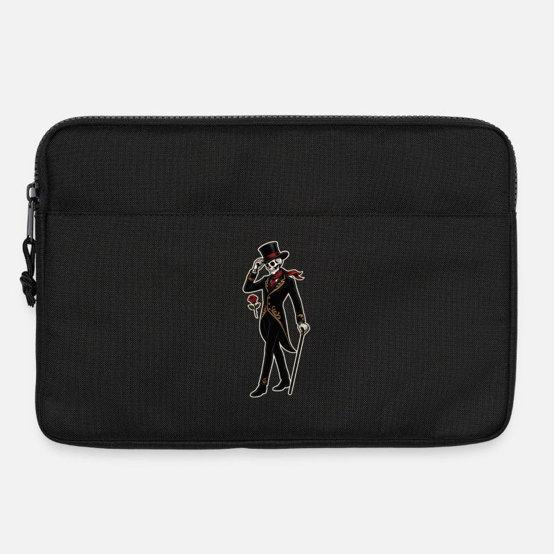 Skelett-Dandy mit Rose im Vintage-Stil - Laptoptasche 13" - Schwarz
