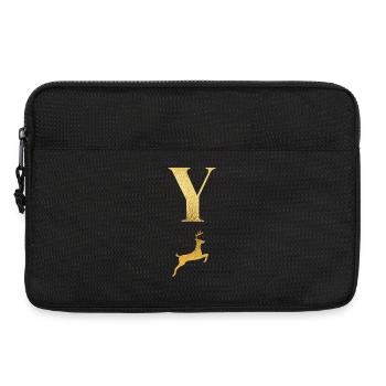Letter and Golden Deer - Gift Idea - Laptop bag 13" - black - Front