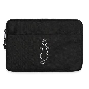 Katze Minimalistisch Linie Rücken Herzen Liebe - Laptoptasche 13" - Schwarz - Vorne