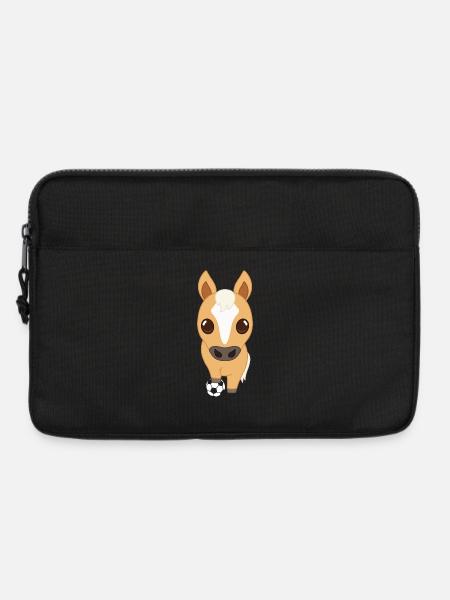 Fußball-Pferd Cartoon - Laptoptasche 13" - Schwarz