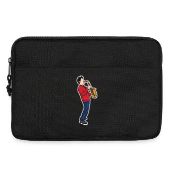 Drôle de garçon de saxophone - Sacoche pour ordinateur portable 13 pouces - noir - Devant