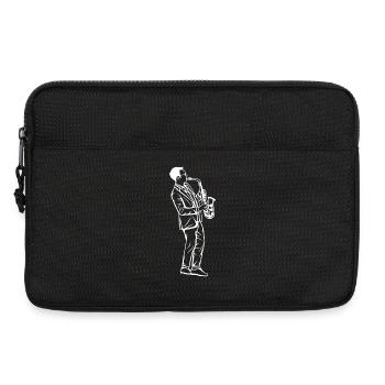 Dessin de garçon au saxophone - Sacoche pour ordinateur portable 13 pouces - noir - Devant