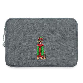 Doberman Christmas Elf - Laptop bag 13" - heather grey - Front