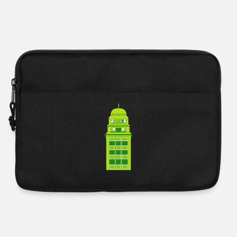 Retro Green Tower Clock - Laptop bag 13" - black
