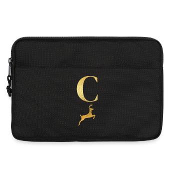 Buchstabe c goldener Hirsch - Geschenkidee - Laptoptasche 13" - Schwarz - Vorne