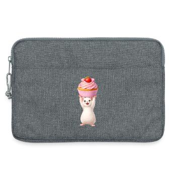 Cute Mouse with Strawberry Cupcake - Laptop bag 13" - heather grey - Front