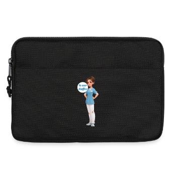 Kaffee-Nurse: Cartoonpflegerin im Dienst - Laptoptasche 13" - Schwarz - Vorne