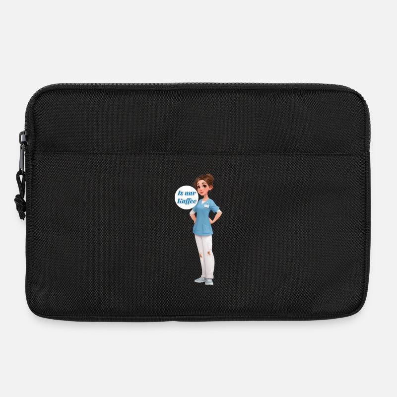 Kaffee-Nurse: Cartoonpflegerin im Dienst - Laptoptasche 13" - Schwarz