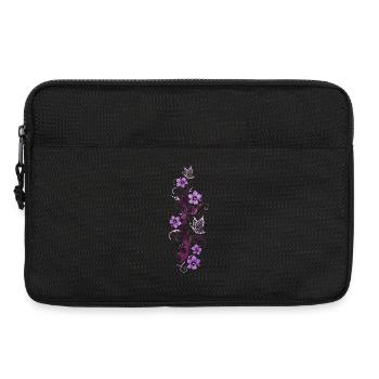 Ranke mit Hibiskus und Schmetterlingen, Aquarell - Laptoptasche 13" - Schwarz - Vorne