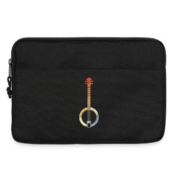 Dessin rétro banjo - Sacoche pour ordinateur portable 13 pouces - noir - Devant