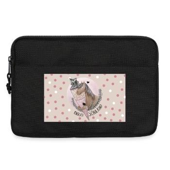 Endlich SCHULKIND Pferd mit Schultüte Rosa - Laptoptasche 13" - Schwarz - Vorne