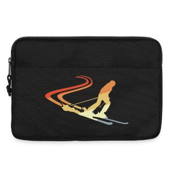 Dessin de skieur drôle - Sacoche pour ordinateur portable 13 pouces - noir - Devant