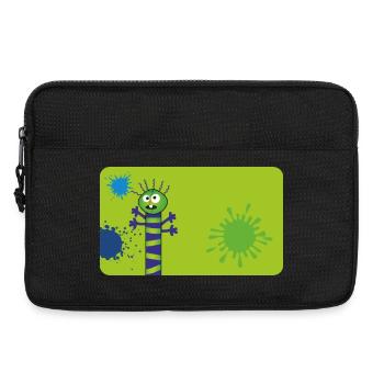 Long Thin Monster & Splashes of Color - Green Blue - Laptop bag 13" - black - Front