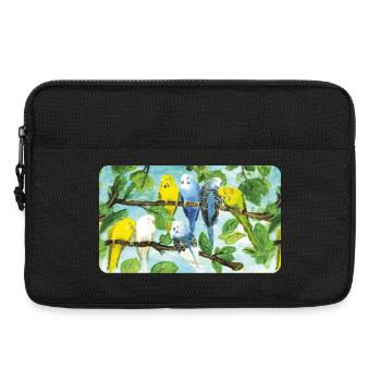 Budgies on a tree - pastel chalk - Laptop bag 13" - black - Front