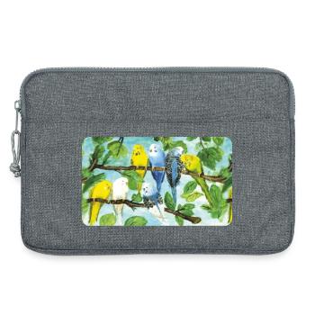 Wellensittiche auf einem Baum - Pastellkreide  - Laptoptasche 13" - Grau meliert - Vorne