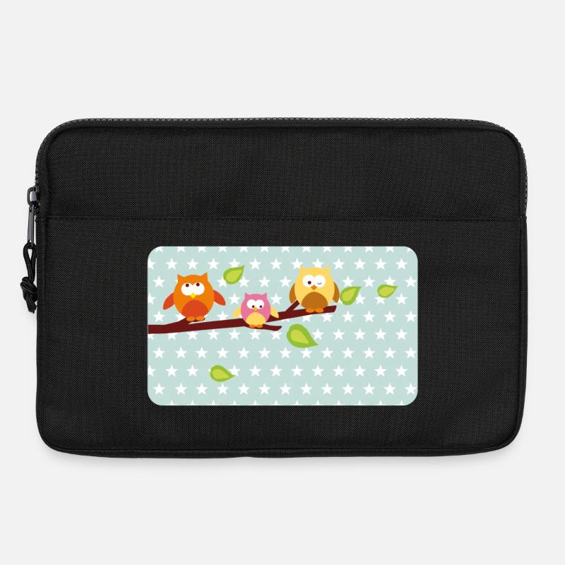 Kleine Eulen mit Sternchen mint | personalisierbar - Laptoptasche 13" - Schwarz