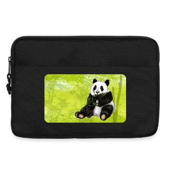 Ours panda mignon avec bambou dans la forêt de bambous - Sacoche pour ordinateur portable 13 pouces - noir - Devant