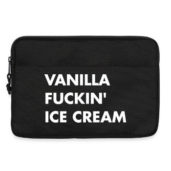 Vanilla cream - white lettering - Laptop bag 13" - black - Front