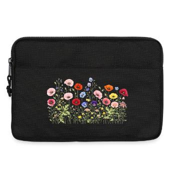 Wildblumen Wiese mit natürliche Aquarellblüten - Laptoptasche 13" - Schwarz - Vorne